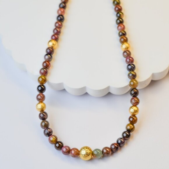 Tourmaline & Gold Accent Necklace 15-17" - Picture 6 of 9